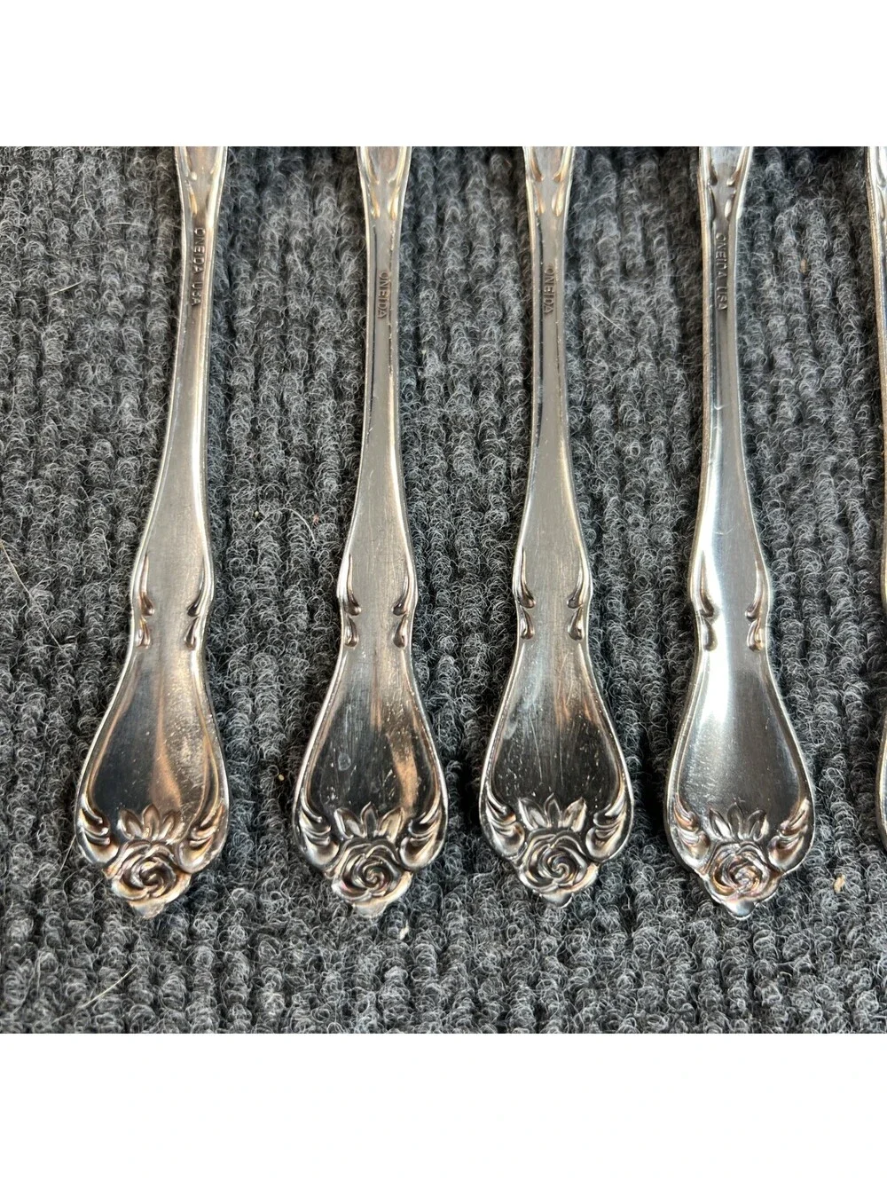 Oneida Stainless Flatware Celebrity Floral Rose 6 PCs 6.5 Inch Salad Forks